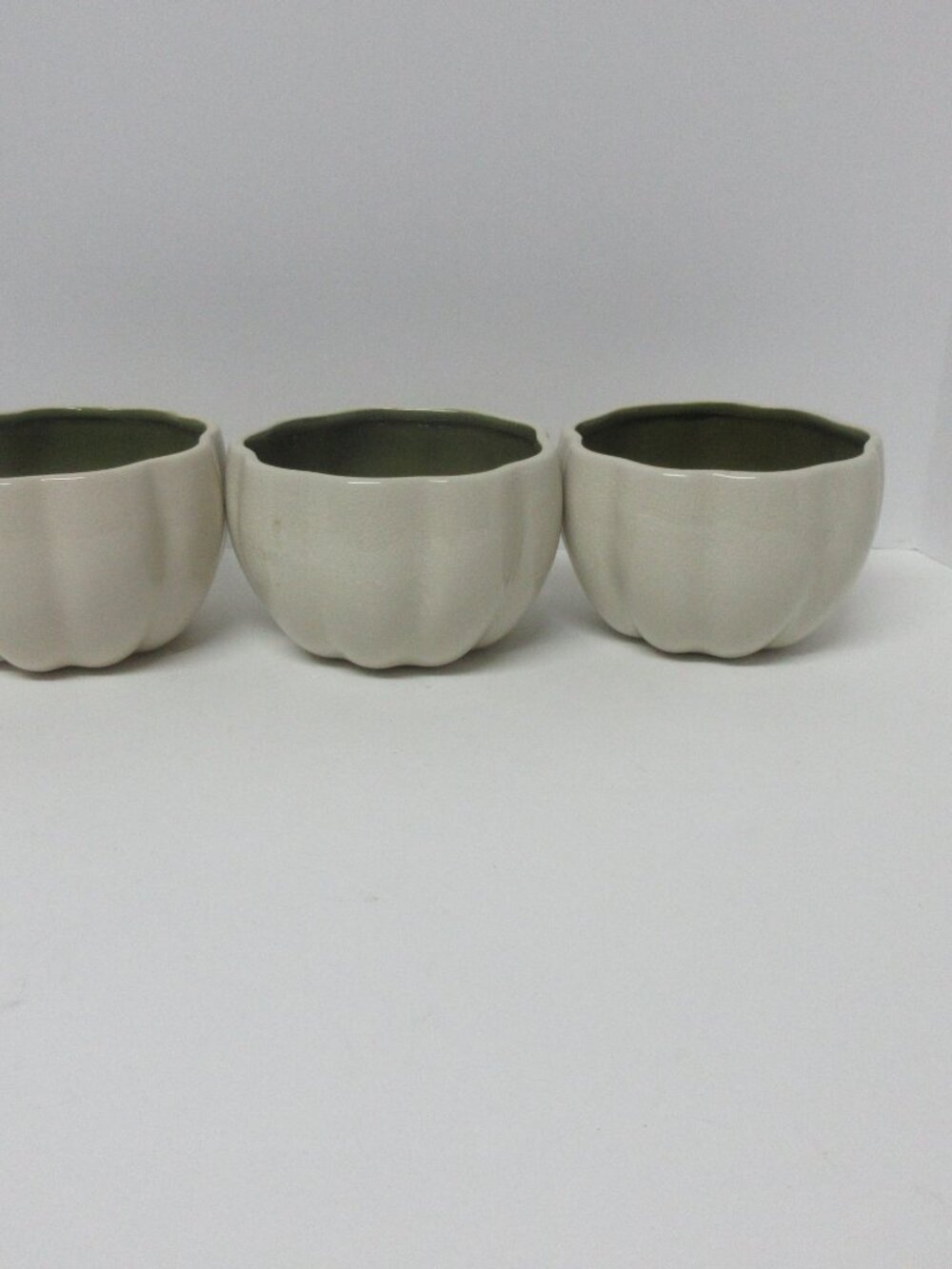 Set of 3 Two-Tone Ceramic Pumpkin Bowls/planters